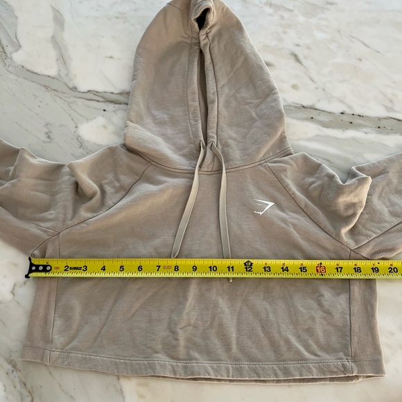 GYMSHARK BEIGE TONE CROPPED SWEATSHIRT HOODIE SIZE XS - Picture 7 of 14